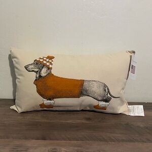 NEW Dachshund Doxie Orange Pumpkin Beanie Sweater & Fur Boots Decorative Pillow